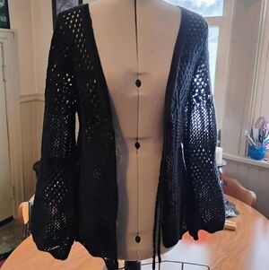 SHEIN Black Open-Knit Cardigan